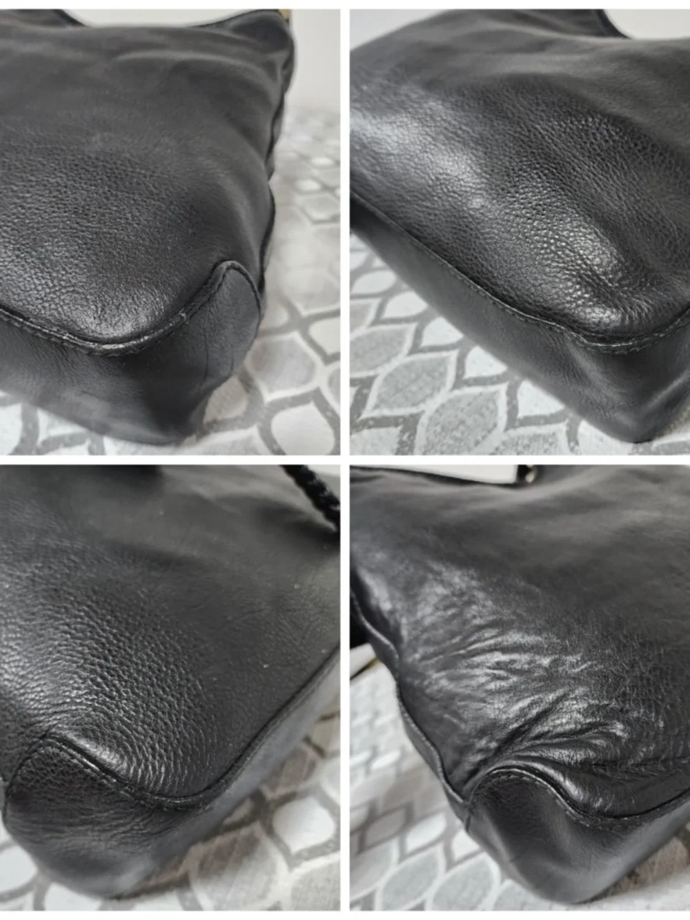 Authentic GUCCI Pebbled Calfskin Medium Marrakech Hobo Bag Black
